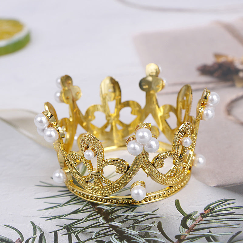 Mini Crown Princess Topper Crystal Pearl Hair Ornaments for Wedding