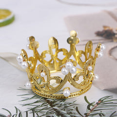 Mini Crown Princess Topper Crystal Pearl Hair Ornaments for Wedding
