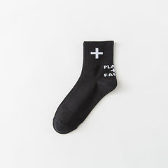 4 Pairs Letter Print Socks Women's Mid Tube Stockings