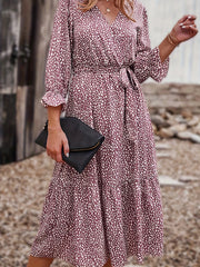  Boho Flounce Sleeve Dress