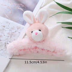 Rabbit Decor Hair Claw Fluffy Shark Claw Ponytail Holder Women