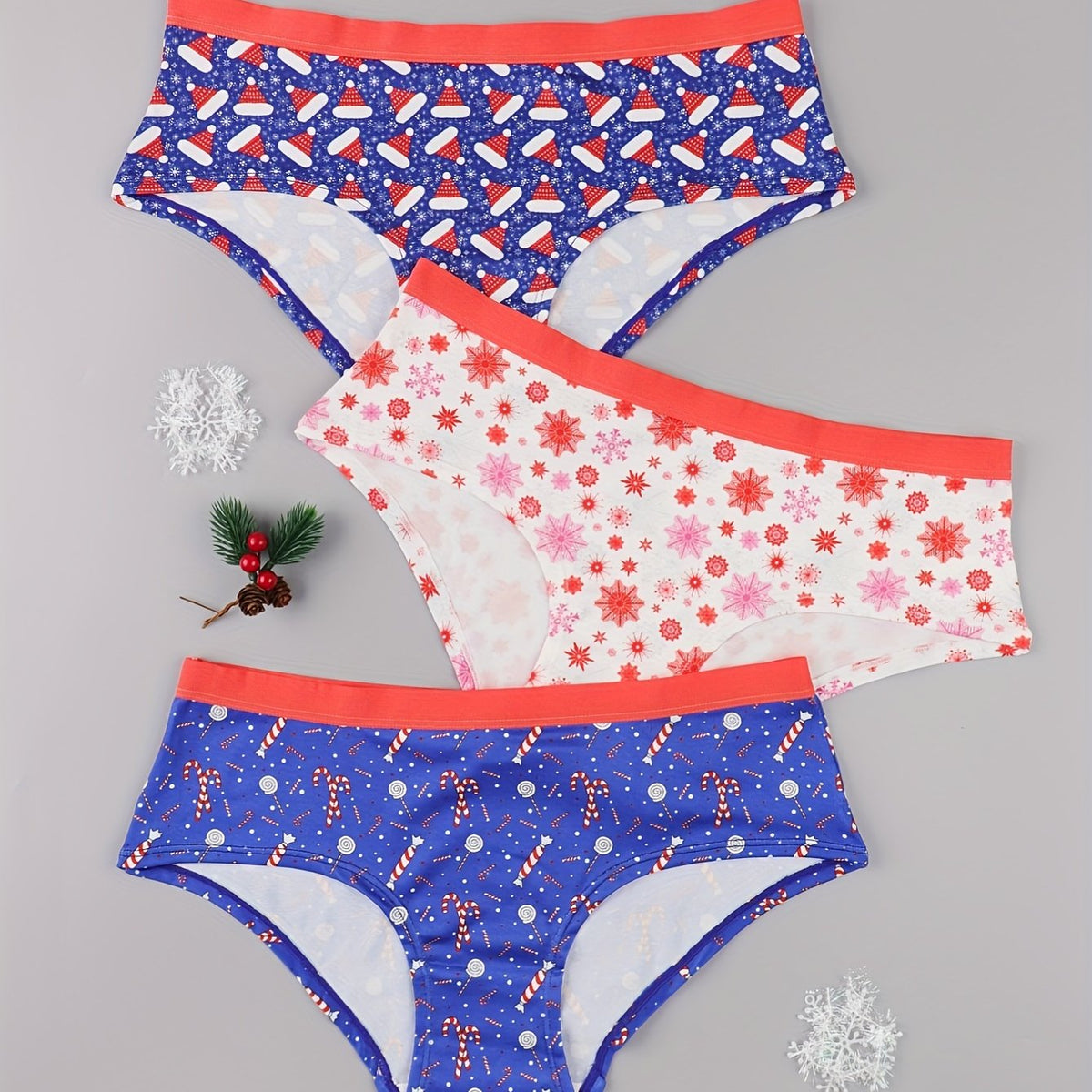 3 Pack Plus Size Christmas Panties Set Women's Plus
