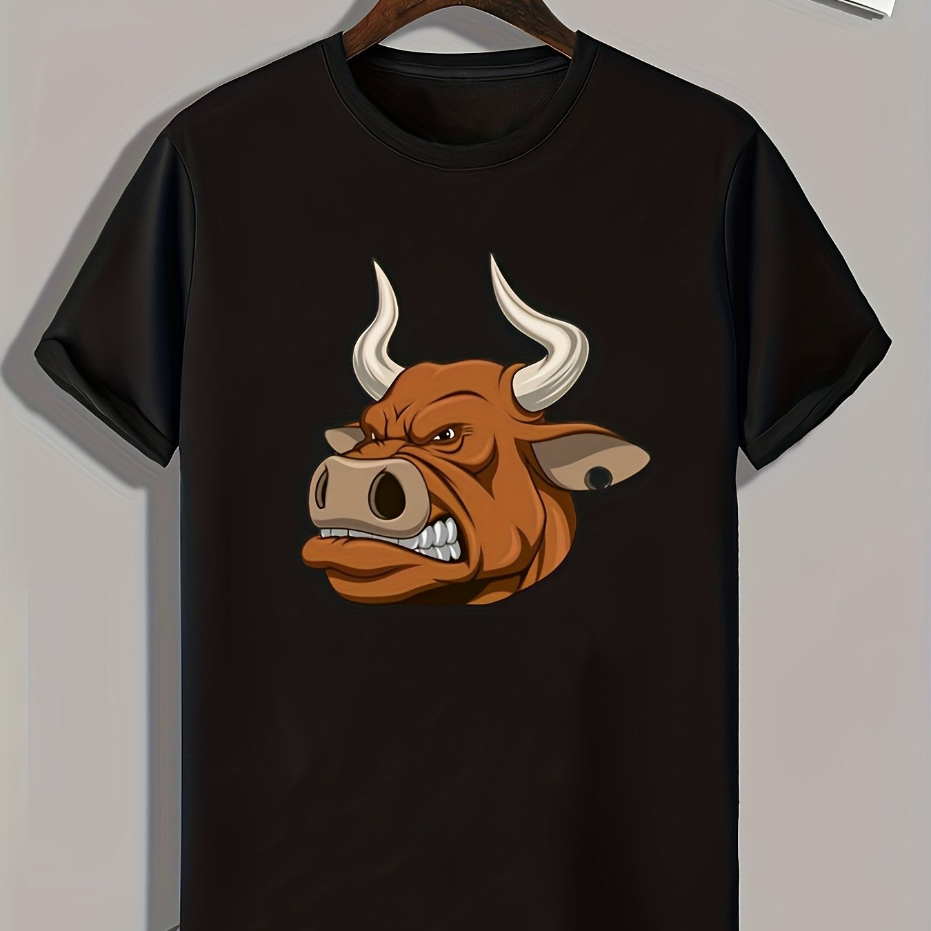 Ox Pattern Print Men's Comfy Sports T-shirt Graphic Tee