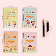 4 Pack Handwriting Exercise Books with Grooved Pages & Pen Set