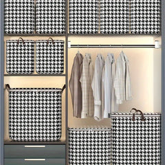 Large Houndstooth Clothes Storage Bag - Dustproof Bag with Handles