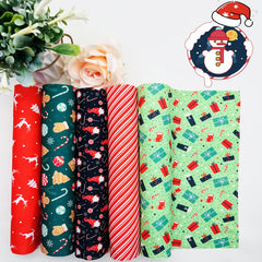 5pcs Christmas Pattern Polyester Printed Fabric Christmas Socks Gift Quilted Fab
