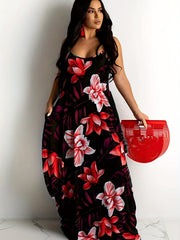 Women's Plus Floral Print Maxi Cami Dress