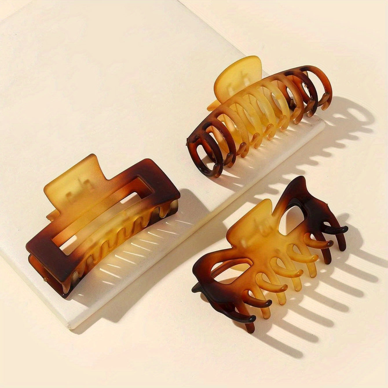 3pcs Hollow Hair Claw Nonslip Ponytail Holder