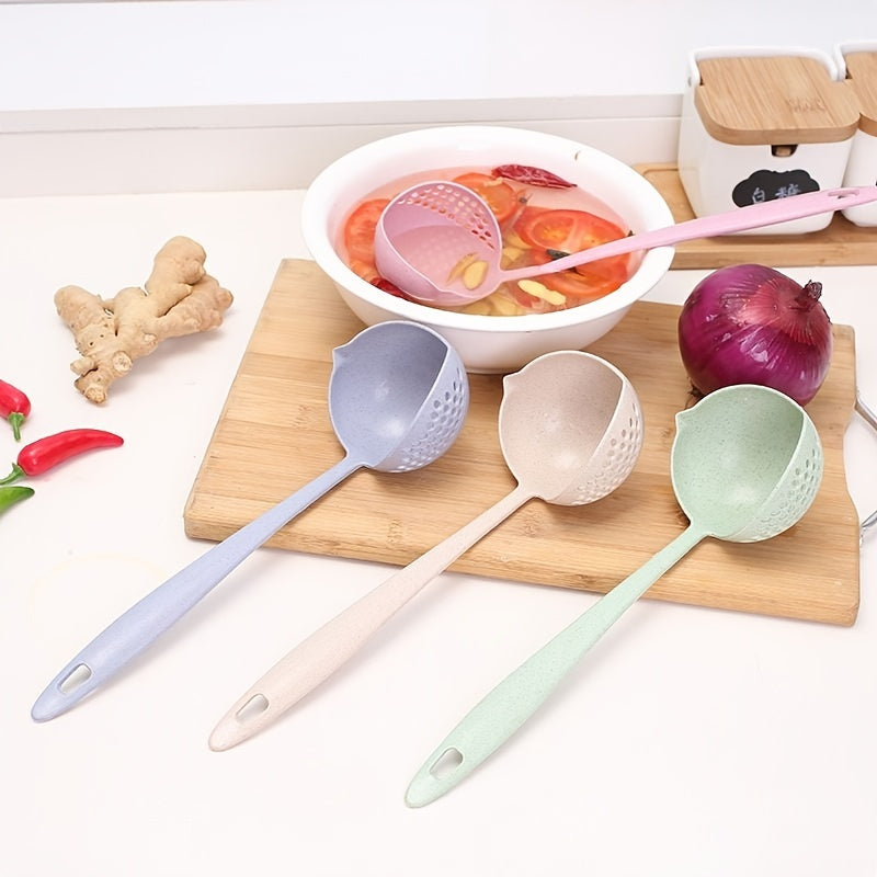 2 In 1 Leak Spoon Long Handle Plastic Soup Spoon