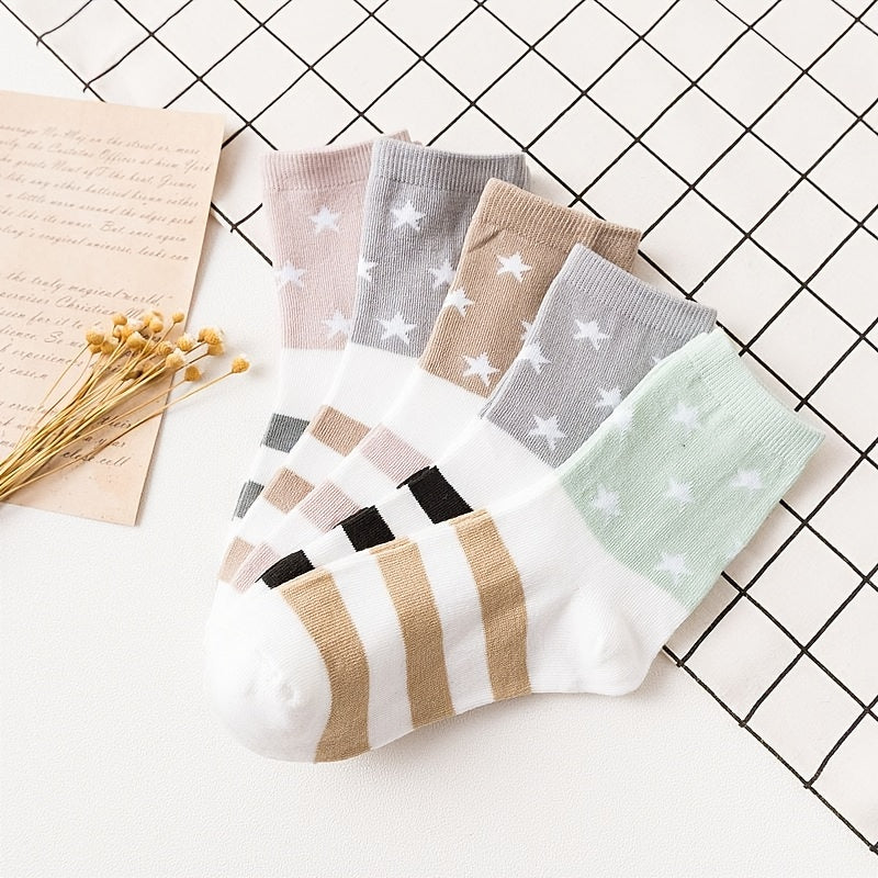 5 Pairs Striped Sports Socks Women's Stockings & Hosiery