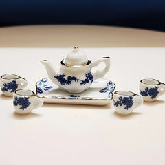 Colorful Ceramic Tea Set 6pcs for Dollhouses Pocket DIY Kitchen Playset