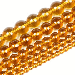 Amber Quartz Crystal Beads Natural Stone Round Spacer Bead Jewelry Making DIY