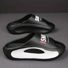 Unisex Alphabet Detail Non Slip Platform Slides