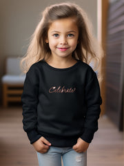 Breathable CELEBRATE Graphic Crew Neck Long Sleeve Sweatshirt Pullover