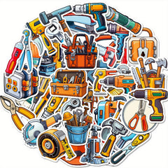 50pcs Cartoon Tool Stickers for Water Bottles Laptops DIY Craft Scrapbooks