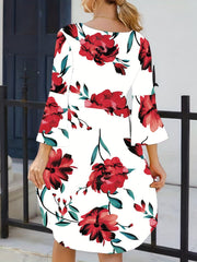  Boho Dress Women's Plus Floral Print Pleated Dress