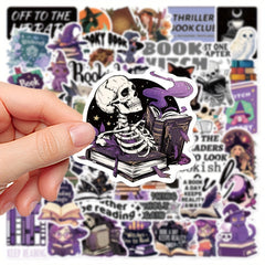 50pcs Book Lover's Stickers Pack Gothic Literary Decor Self Adhesive Pastel