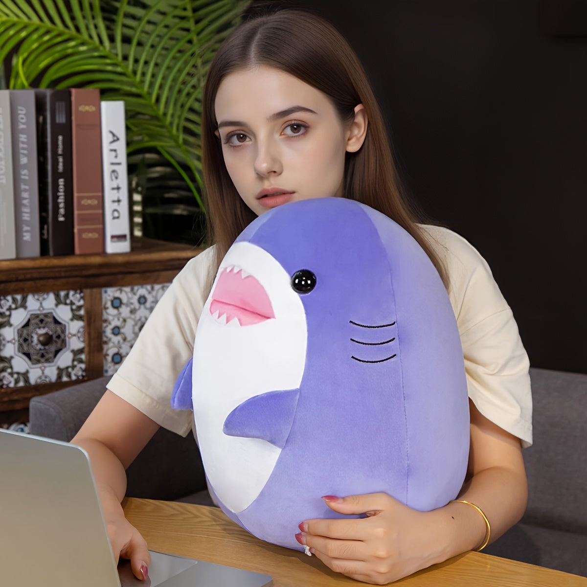 Round Sitting Whale Shark Plush Toy Doll Pillow Home Decoration