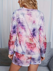 Tie Dye Lounge Set Long Sleeve Top & Shorts
