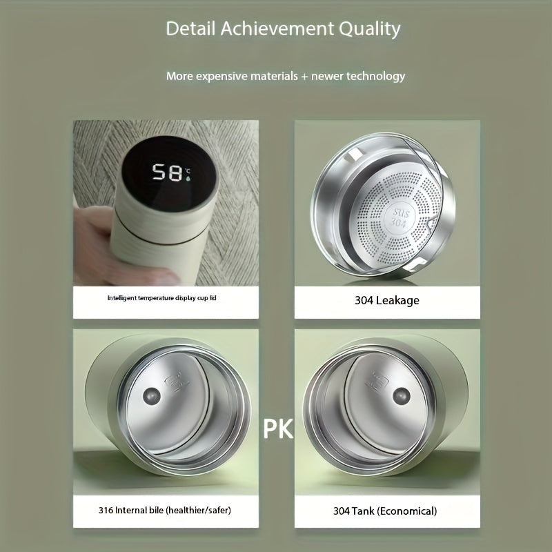 500ml Stainless Steel Water Bottle with Smart Temperature Display
