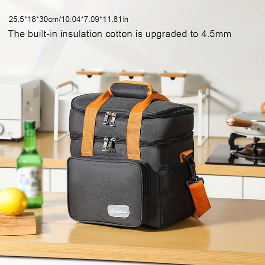Double Layer Bento Bag with Long Handles