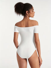 Off Shoulder Solid Bodysuit - Summer Casual Women's Clothing