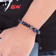 Triple Protection Hematite Agate Tigers Eye Stone Men's Bracelet