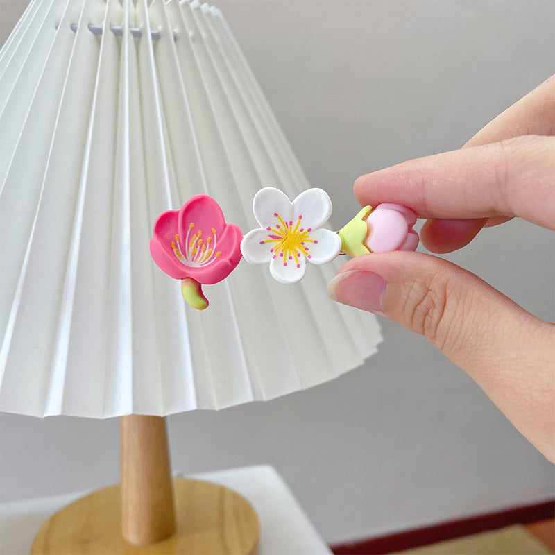 Peach Blossom Tulip Lily Hair Clips Barrette Scrunchie
