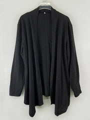 Women's Plus Solid Cable Long Sleeve Open Front Cardigan