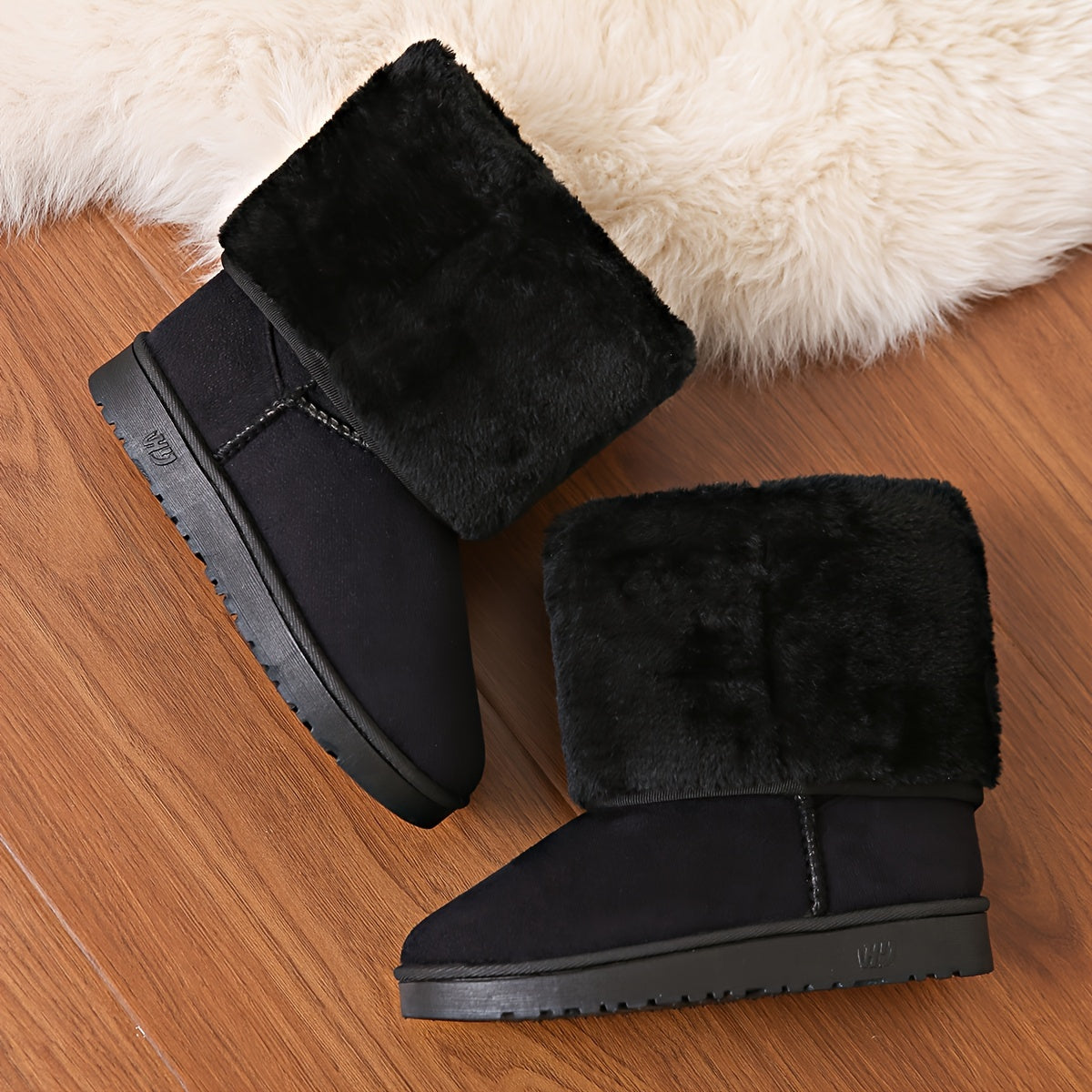 Women's Snow Flat Boots Fluffy Fur Lined Non slip Warm Thickened