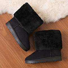 Women's Snow Flat Boots Fluffy Fur Lined Non slip Warm Thickened