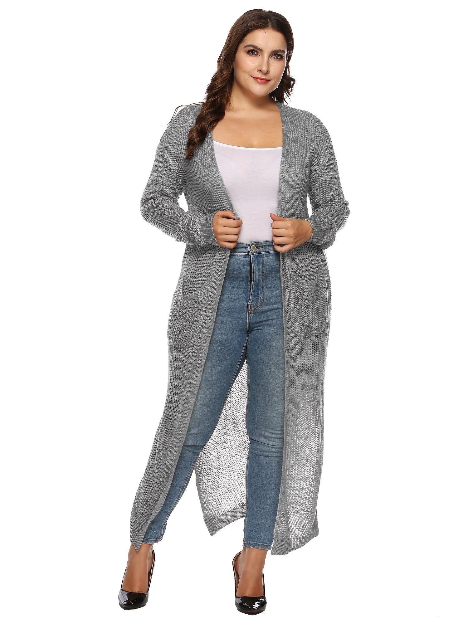 Oversized Long Sleeve Sweater Cardigan Women's Plus Casual