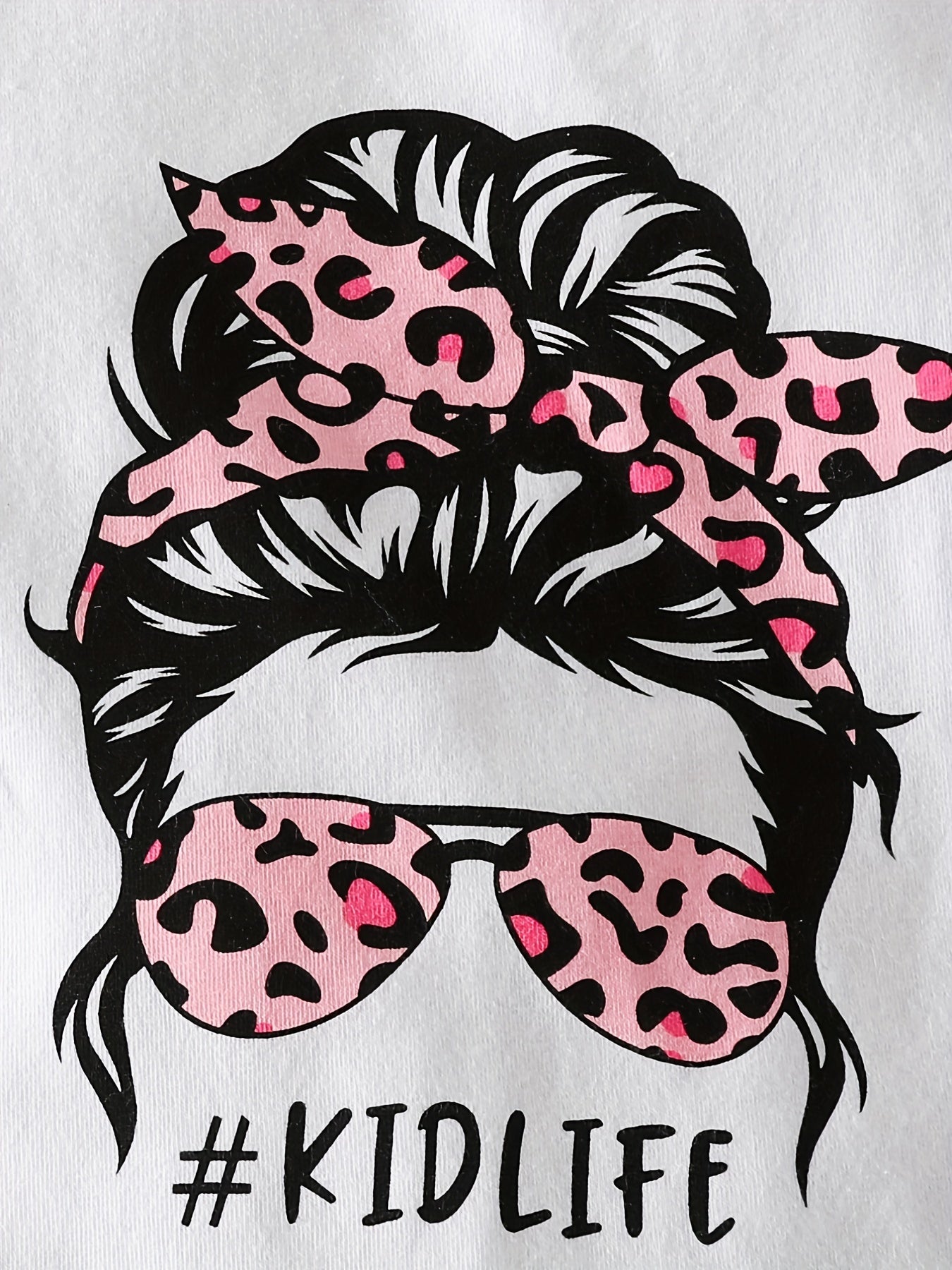 Baby Girl Cartoon Print Romper & Leopard Print Flared Set