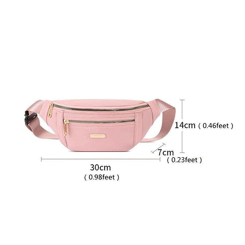 Waterproof Nylon Zipper Fanny Pack Crossbody Bag