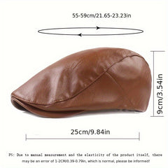 Winter PU Leather Beret Hat Women Men Wedding Party Newsboy Hat