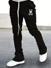Men's Bell Bottom Pants Skull Pattern Slim Fit Streetwear