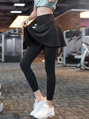 Women's 2 in 1 High Waist Yoga Running Leggings with Skirt