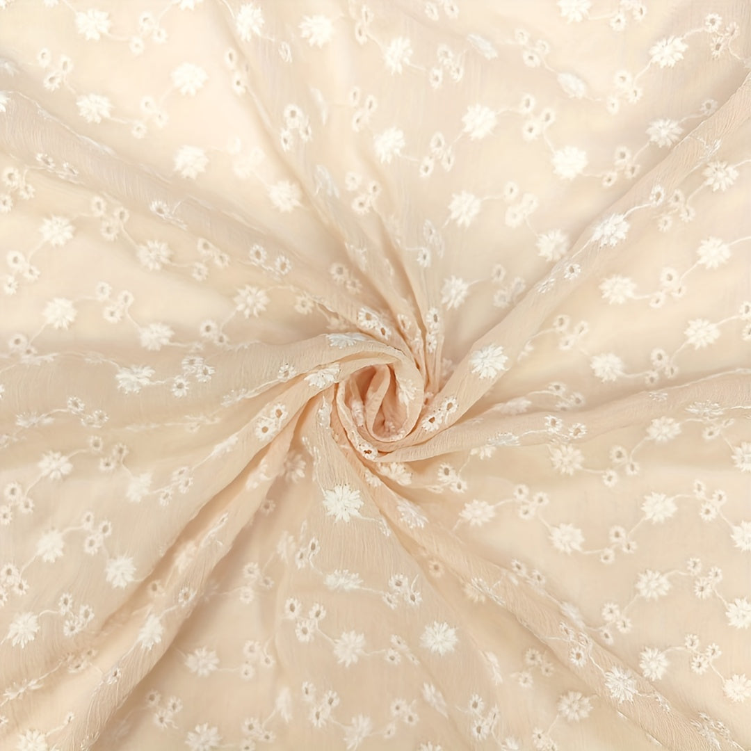 1yd Comfortable Embroidered Chiffon Fabric for DIY Clothes Pants Dress