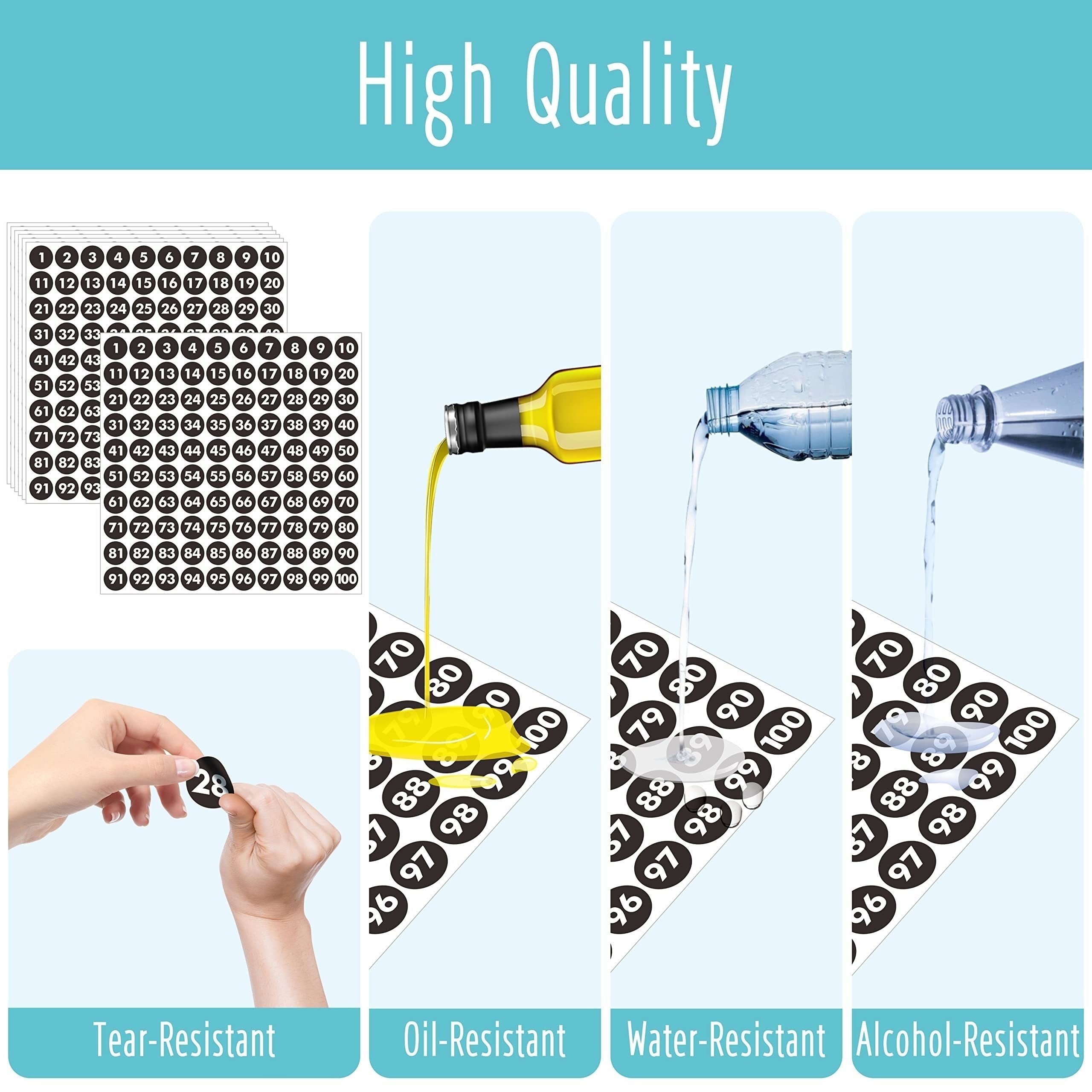 700pcs Round Number Sticker 1-100 Self Adhesive Dot Number Labels