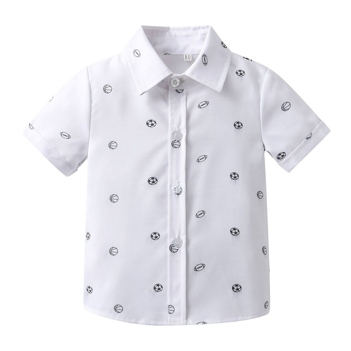 Boys Football Basketball Print Button Lapel Shirts