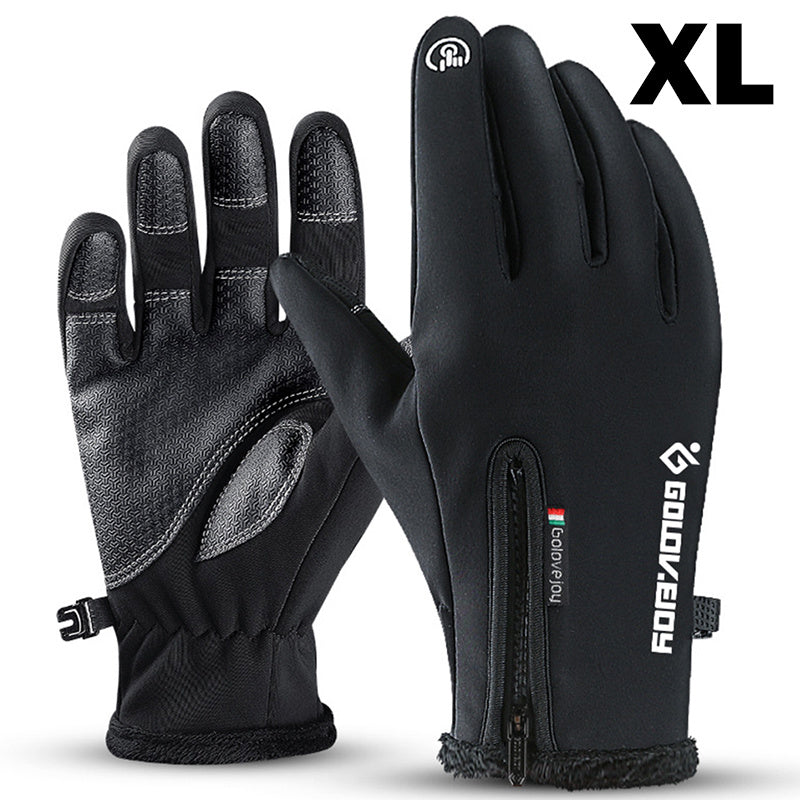 Men's Winter Warming Biker Gloves Windproof Touch Screen Zipper Ski Gloves