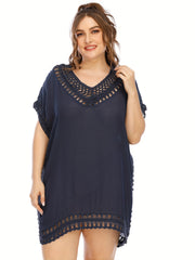  Crochet Cut Out V Neck Cover Up Dress