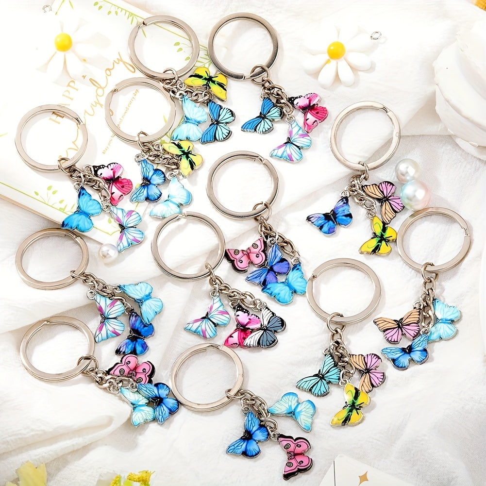 Boho Butterfly Keychain Animal Key Ring Purse Bag Charm Women Girls Gift