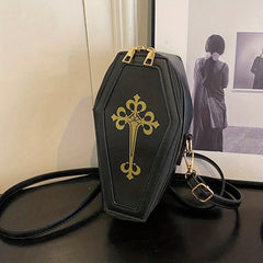 Gothic Coffin Shaped Crossbody Bag for Halloween