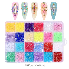 12000Pcs Nail Art Rhinestones Bulk Kit 24 Colors 3mm Iridescent Gems