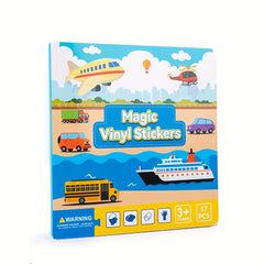 Kids Magic Vinyl Sticker Book Reusable Quiet Busy Paste Portable Sticker Toys