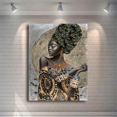 Abstract Canvas African Woman Graffiti Painting Wall Art