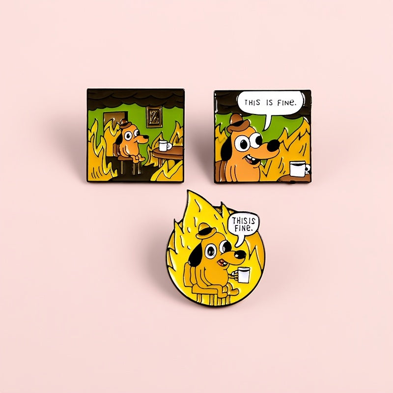 Yellow Dog Brooch House On Fire