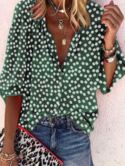  Boho Blouse Floral Print Puff Sleeve Shirt