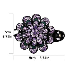 Rhinestones Flower Hair Clip Ponytail Hairclip Barrette Crystal Fancy Decorative